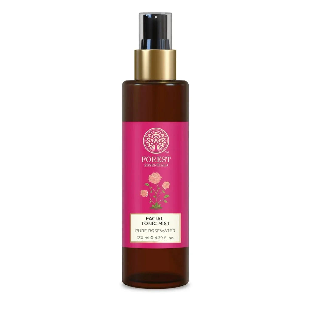 Forest Essentials Pure Rose Water Facial Toner: For a luxurious option, this product uses pure rose oil extracts for a calming fragrance and excellent hydration. It’s suitable for those looking for Ayurvedic quality rose water