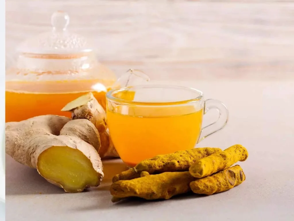 A glass of turmeric and ginger water