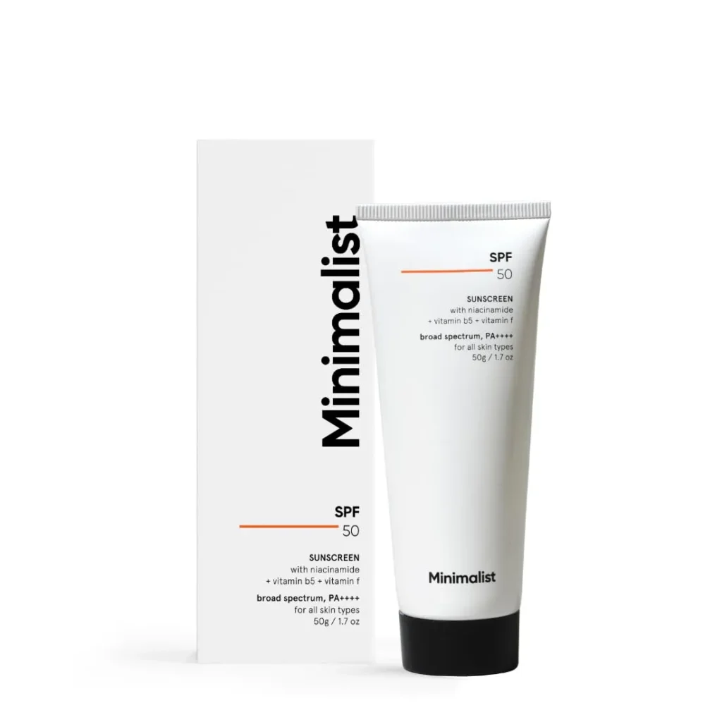 Minimalist Sunscreen SPF 50 tube with vitamin illustration