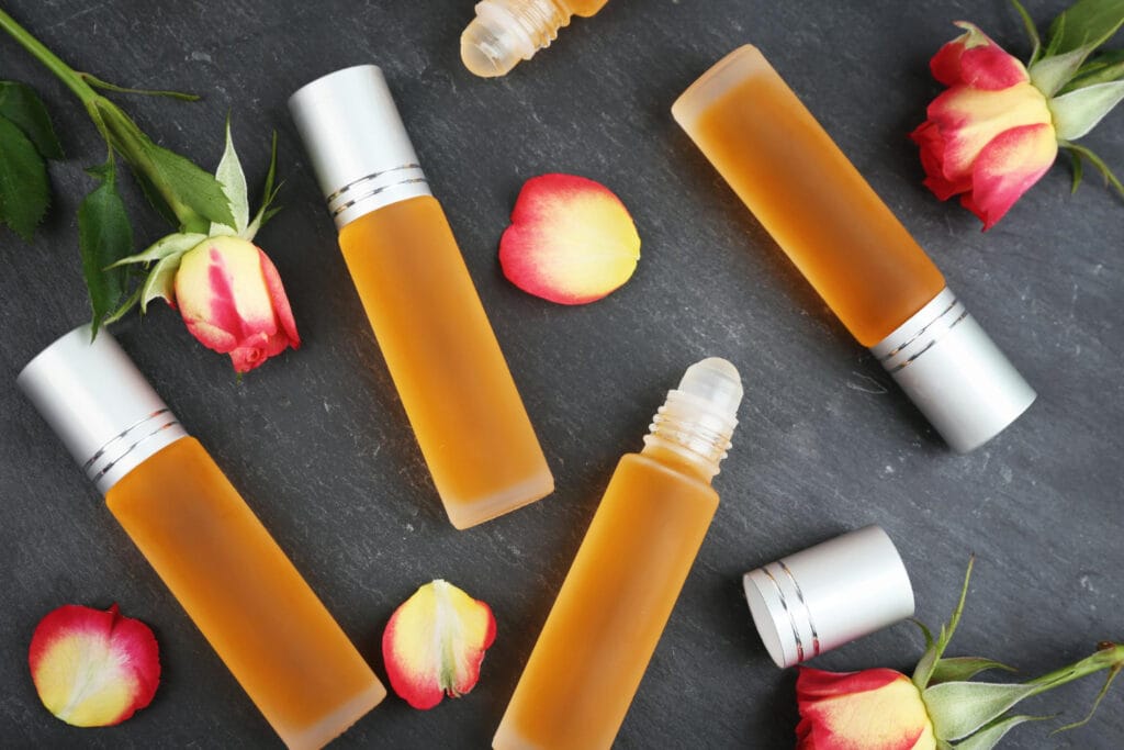DIY Fruit Roll-On Perfume: A refreshing blend of citrus essential oils and carrier oil in a compact roll-on bottle