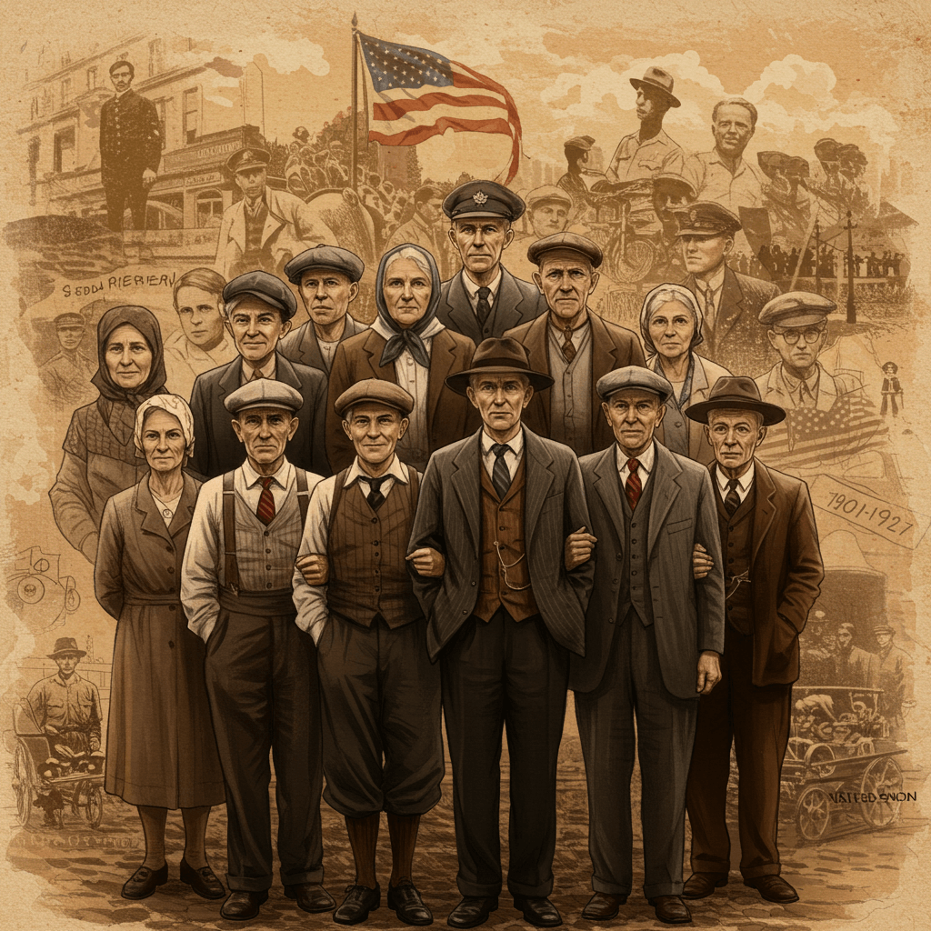 Greatest Generation during the Great Depression and World War II era, symbolizing resilience and unity