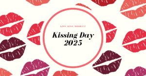 A couple sharing a romantic kiss on Kiss Day 2025, surrounded by heart-shaped decorations and soft lighting, symbolizing love and affection