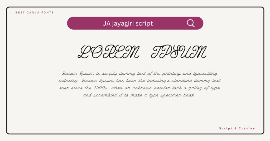 Pinyon Script Font sample featuring elegant, formal, and decorative cursive typography